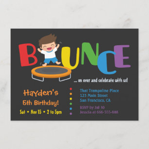 Bounce Trampoline Jongens Verjaardagsfeest Uitnodi Kaart