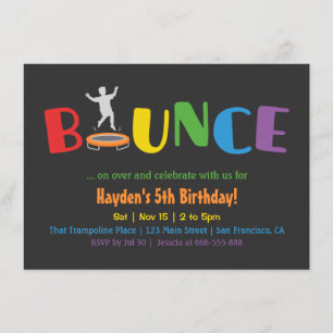Bounce Trampoline Kinderverjaardagsfeest Uitnodigi Kaart