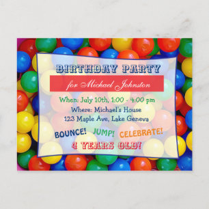 Bouncy Balls Ball Pit Boy's Birthday Party nodigt Briefkaart