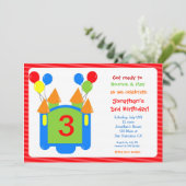 Bouncy Bounce House Birthday Uitnodiging (Staand voorkant)