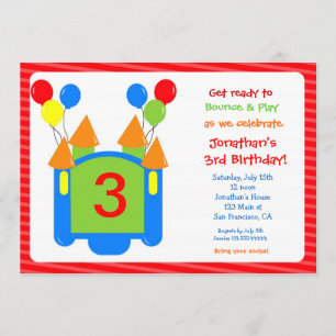 Bouncy Bounce House Birthday Uitnodiging