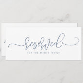 Bouncy Script Dusty Blue van het huwelijk Gereserv Kaart (Voorkant / Achterkant)