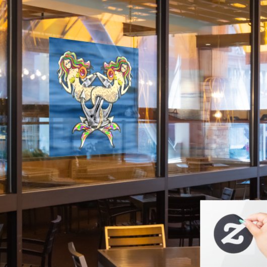Bound Mermaids - Nautisch ontwerp voor oceaanliefh Raamsticker (Restaurant Raam)