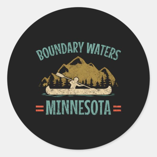 Boundary Waters Canoe Minnesota Ronde Sticker (Voorkant)