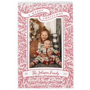 Bounful Branches Red and White-kerstfoto Kalender