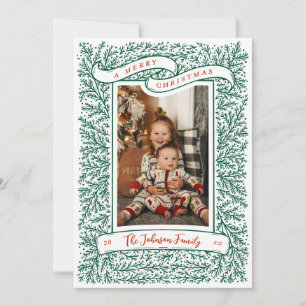 Bounful Branches Red en Green Kerstfoto Feestdagenkaart