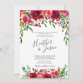 Bounful Roos Ruby Red Wedding Kaart (Voorkant)