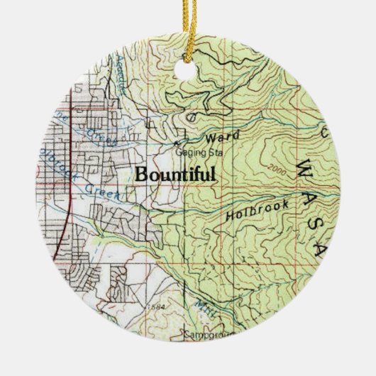 Bounful Utah Topo Map Keramisch Ornament (Voorkant)