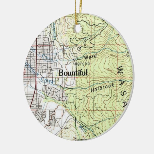 Bounful Utah Topo Map Keramisch Ornament (Links)