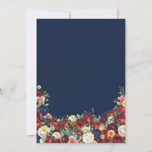 Bounitful Garden Royal Blue Floral Quinceanera Kaart (Achterkant)