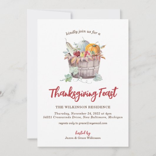 Bountiful Bushel Panier Thanksgiving Invitation (Devant)