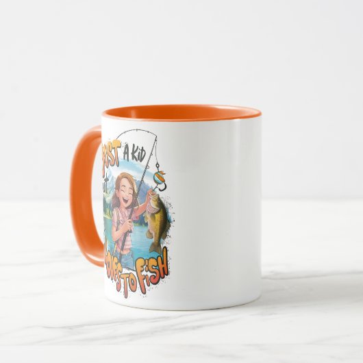 Bountiful Catch: jong meisje met vis en Vist Mok (Voorkant links)