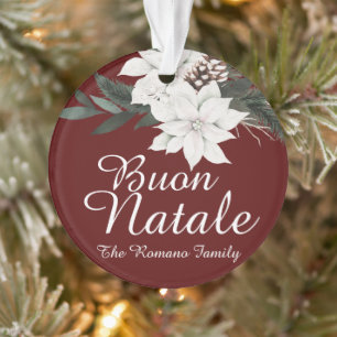 Bouon Natale Floral de Noël italien sur rouge fonc