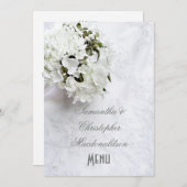 Bouquet à fleurs blanches menu mariage (Devant / Derrière)