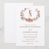 Bouquet Automne | Invitations de mariage Monogramm (Devant / Derrière)
