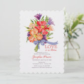 Bouquet Avec Invitation Au Ruban Bleu (Debout devant)