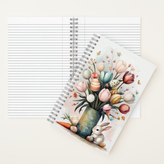 Bouquet Avec Oeufs De Pâques Et Carnet Spiral Lapi (À l'intérieur)