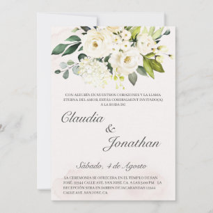 Bouquet blanc invitation de mariage espagnole