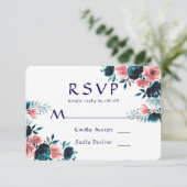 Bouquet bleu et corail Mariage Cartes RSVP (Debout devant)