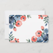 Bouquet bleu et corail Mariage Cartes RSVP (Dos)