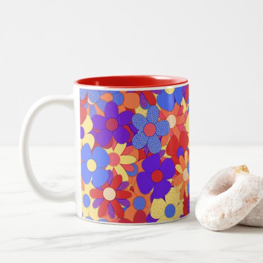 Bouquet bouillonnant à deux tons de café Mug (Avec donut)