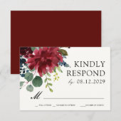Bouquet Bourgogne | Réponse RSVP florale sauvage (Devant / Derrière)