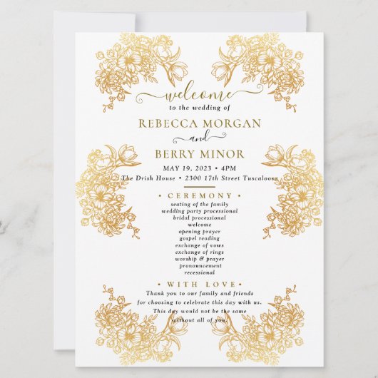 Bouquet Chic Doré Téléchargeable Programme de Mari (Devant)