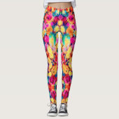 Bouquet coloré Rose Leggings (Devant)