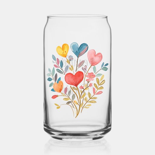 Bouquet d'aquarelle avec coeurs et feuilles (Recto)