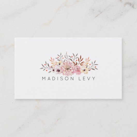 Bouquet d'aquarelle Cartes de visite simples et él (Devant)