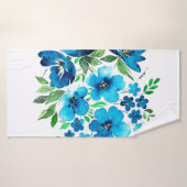 Bouquet d'aquarelle dans les couleurs bleu clair,  (Serviette de bain)