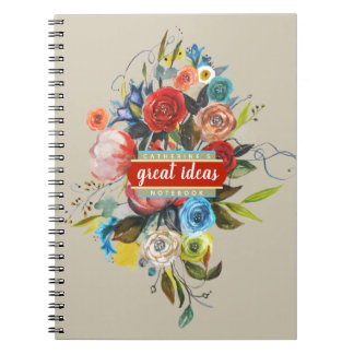 Bouquet d'aquarelle douce Carnet personnalisé