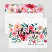 Bouquet D'Aquarelle Florale Printemps Merci Cartes (Devant / Derrière)