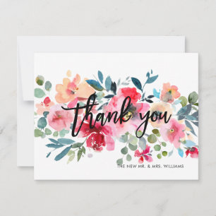 Bouquet D'Aquarelle Florale Printemps Merci Cartes