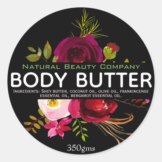 Bouquet d'aquarelle sur Étiquettes de beurre de co (Devant)