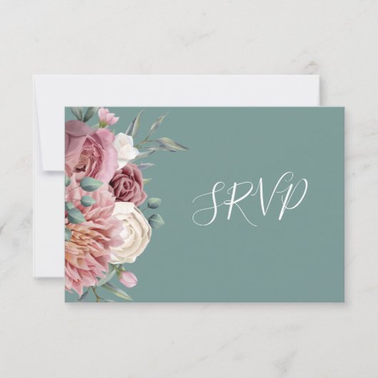 Bouquet d'aquarelle vert Sage rustique RSVP (Devant)