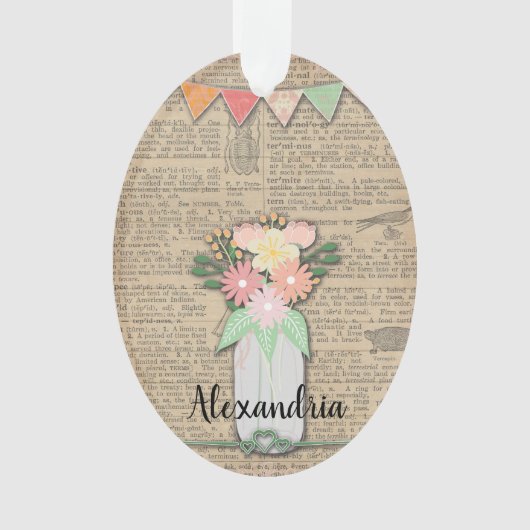 Bouquet d'art floral sur une page de dictionnaire  (devant)