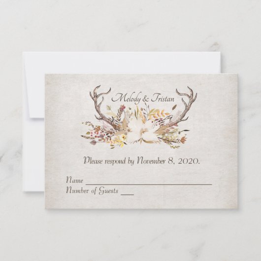 Bouquet d'automne RSVP avec bois de cerf (Devant)