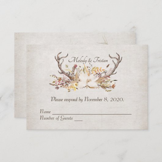 Bouquet d'automne RSVP avec bois de cerf (Devant / Derrière)