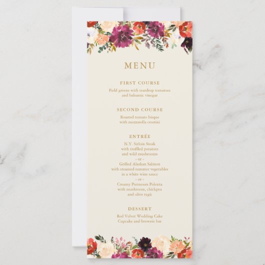 Bouquet d'automne sauvage | Menu Mariage (Devant)