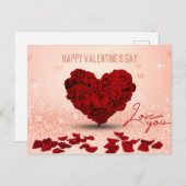 Bouquet de coeur Rose de la Saint-Valentin - Carte (Devant / Derrière)