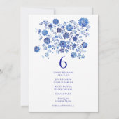 Bouquet de dessus bleu Numéro de table de mariage  (Dos)