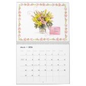 Bouquet de fleur et calendrier mensuels de carte (Mar 2026)