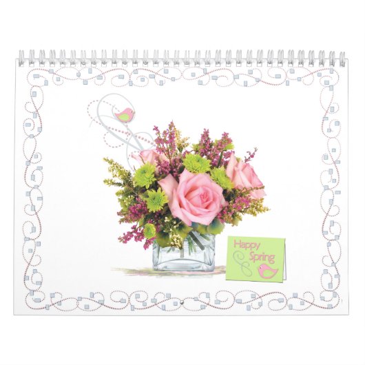 Bouquet de fleur et calendrier mensuels de carte (Protection)