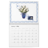 Bouquet de fleur et calendrier mensuels de carte (Jan 2026)