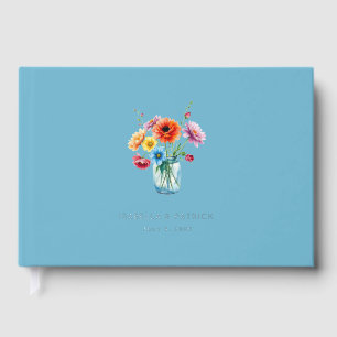 Bouquet de fleurs aquarelles bleu sérénité