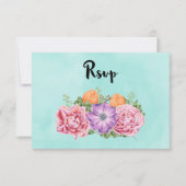 Bouquet de Fleurs aquarelles Mariage élégant RSVP (Devant)