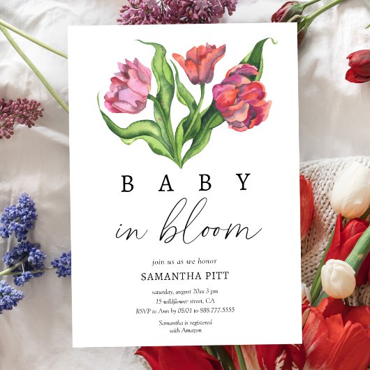 Bouquet de fleurs Baby in florom Invitation