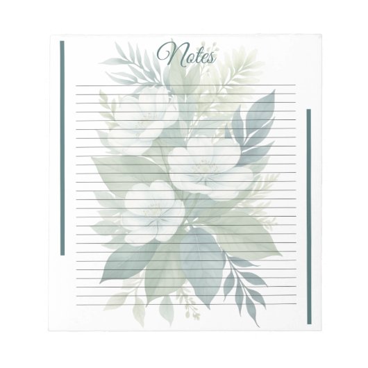 Bouquet de fleurs blanches & bloc-notes à lignes a (Devant)