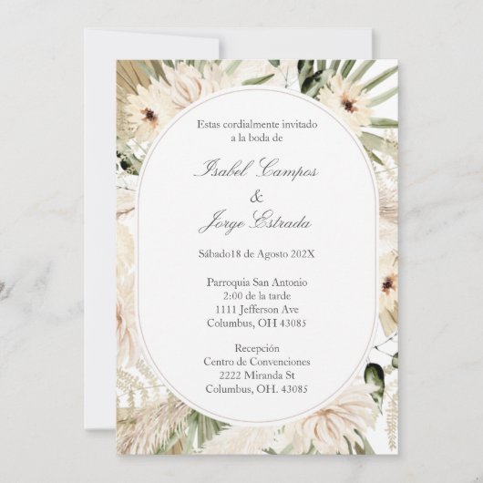 Bouquet de fleurs blanches Invitation de mariage (Devant)